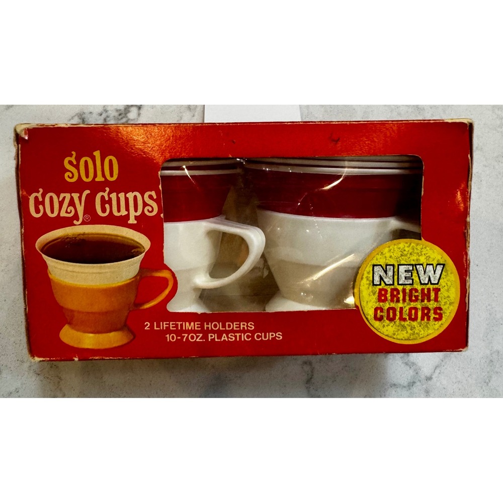 Vintage Solo Cozy Cups New In Box 1970s MCM Retro Kitchen 2 Holders 10 Cups NOS